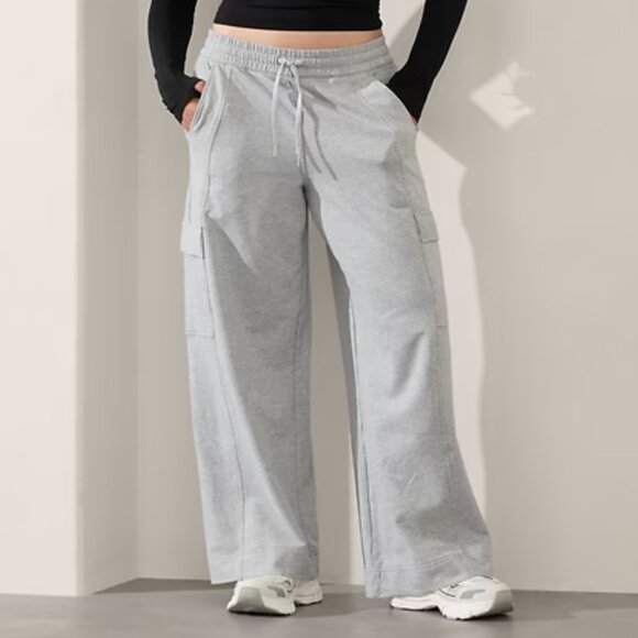 ATHLETA Retroterry High Rise Wide Leg Cargo Pant Gray Grey Size XL NWT - Picture 1 of 7